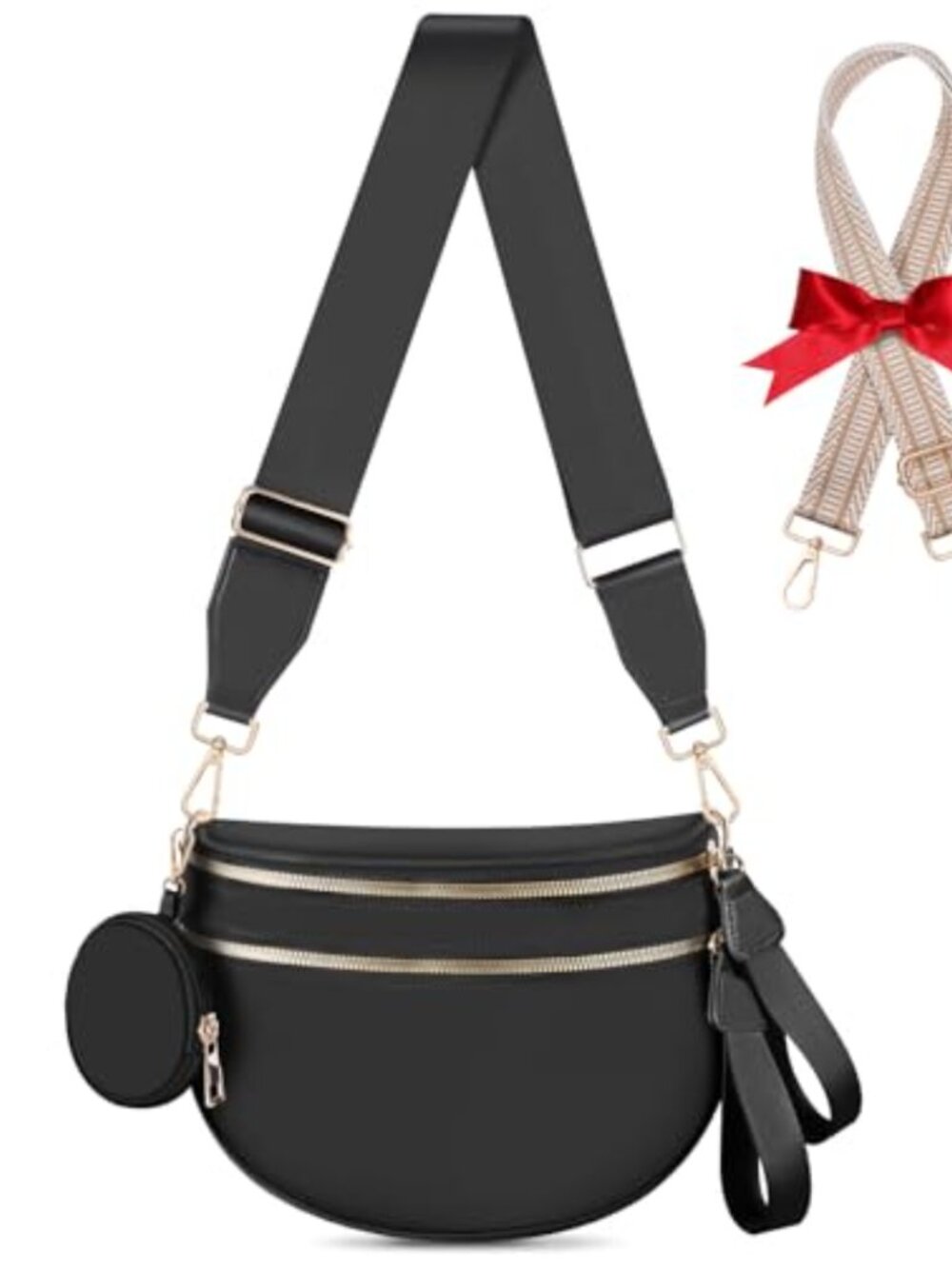 Women's Nylon Checkered Crossbody Fanny Pack - Large Expandable Bum Bag